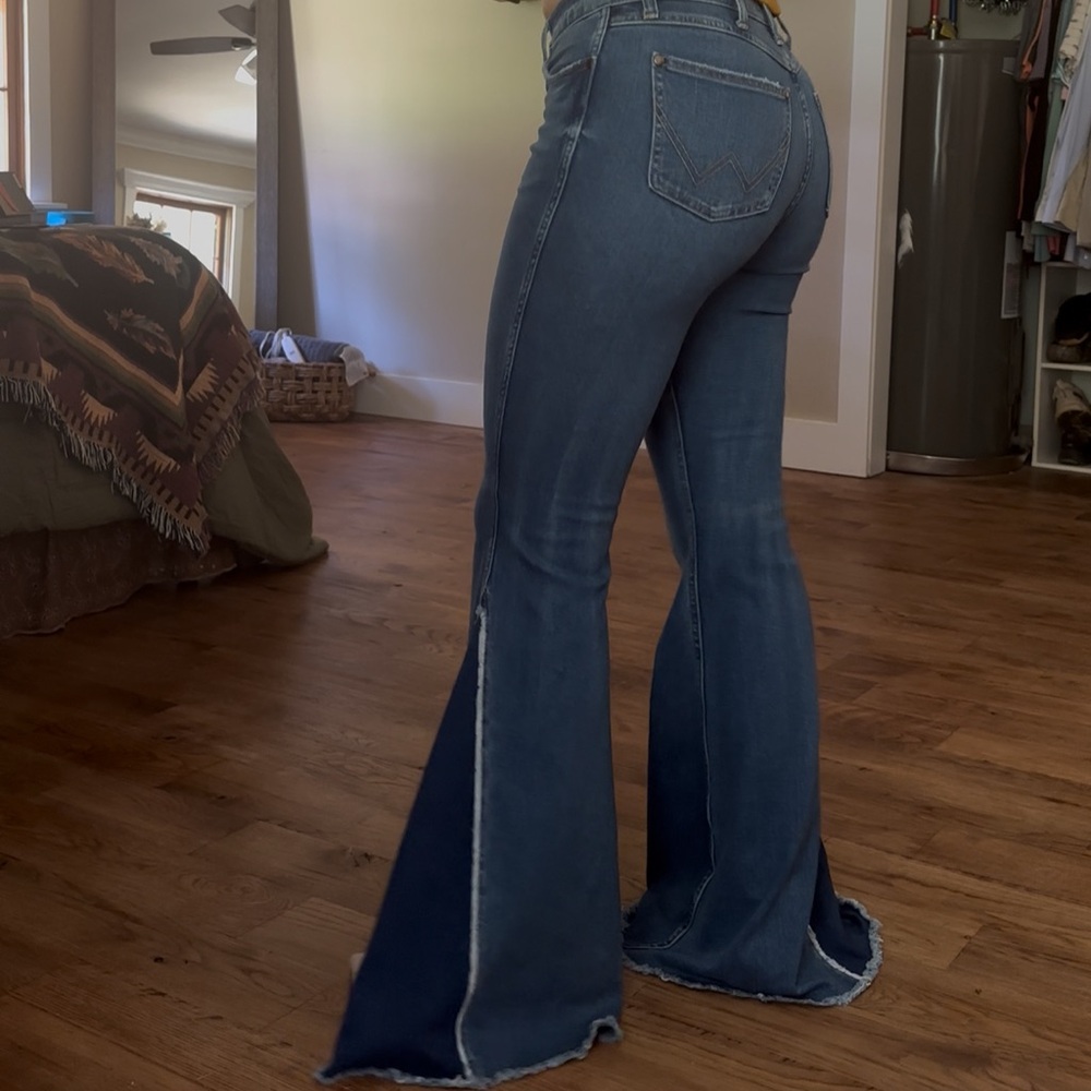 Women's High Rise Button Fly Paneled Flare Jean